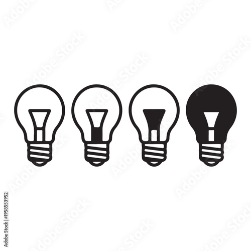 Light bulb icon silhouette minimal idea inspiration creativity symbol illustration design