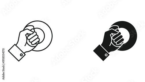 Hand Grasping Ring Control Knob Business Concept