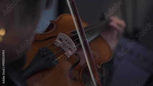 Close up of Musician Playing Violin in Professional Suit 