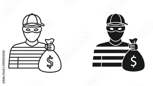 Thief Money Bag Criminal Activity Concept