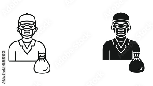 Masked Delivery Person Bag Service