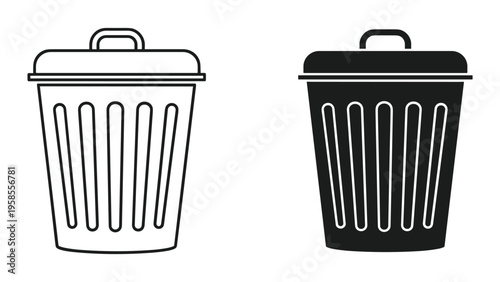 Trash Can Icon Two Styles Office Home Use