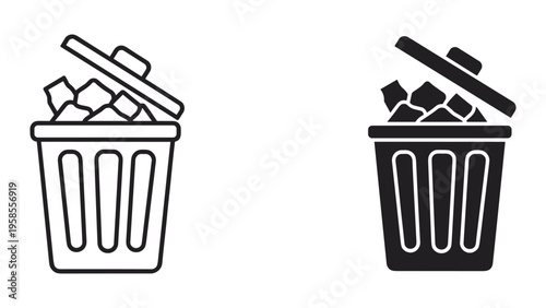 Trash Can Icon Waste Bin Symbol Commercial Graphic