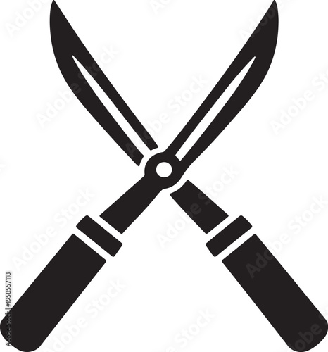 Garden Shears Silhouette Vector Clean Hedge Trimmer Icon