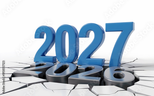 2027 New Year Breaking Through 2026 Floor, Future Growth and Progress Concept