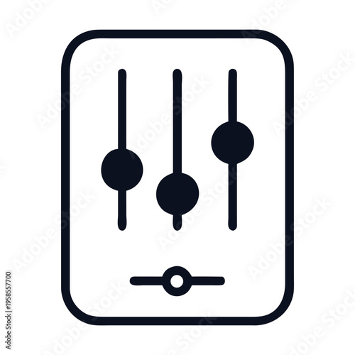 Control panel icon with three vertical sliders and one horizontal slider, representing settings, adjustments, equalization, or customization in a digital interface or audio mixing software