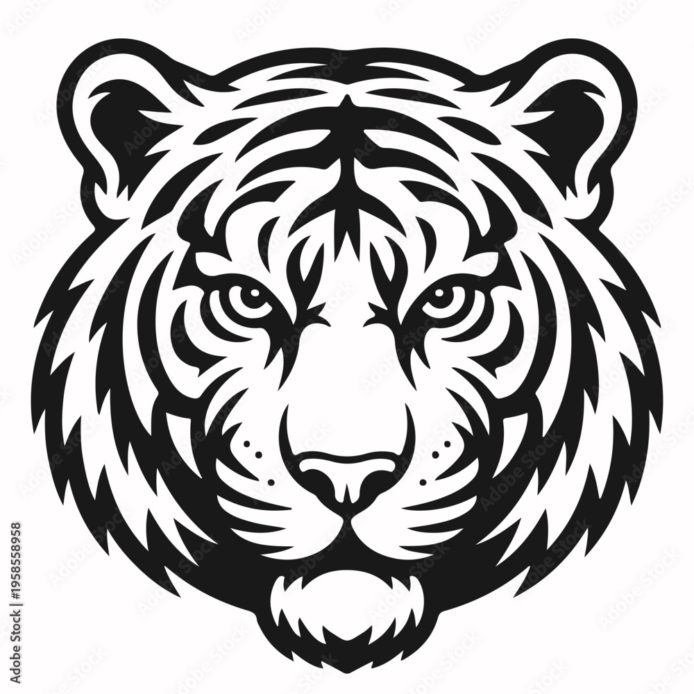 Obraz premium tiger head line art silhouette vector