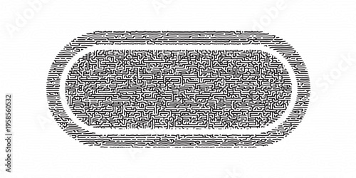 Rounded Rectangle Shape with Textured Inner Pattern, Graphic Design Element on Black Background, Abstract Pattern