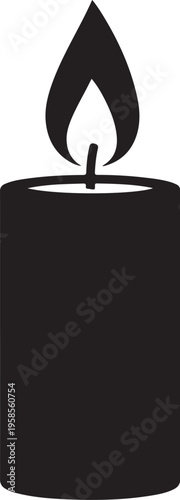 Simple illustration of a lit candle with a flame on top  a basic wax candle with a wick and a burning flame
