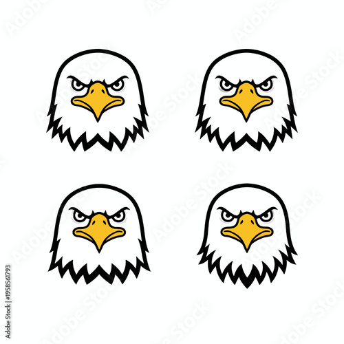 Bald Eagle Head Mascot Vector Illustrations Set