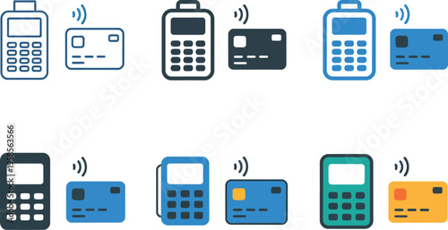 Cashless purchase symbol, card and reader illustration, curved motion waves for tap to pay, contactless payment icon, digital wallet graphic, secure payment system, minimal vector design.