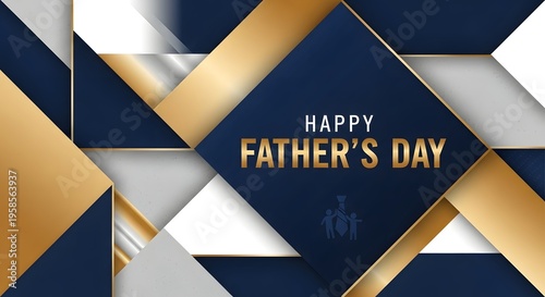 Modern Navy Blue and Gold Geometric Father's Day Banner Design
