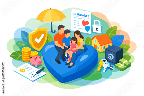 Family Insurance Protection Security Safety Concept.