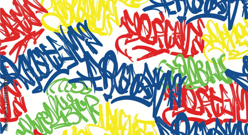Vibrant Graffiti Tag Background - Colorful Abstract Street Art Pattern