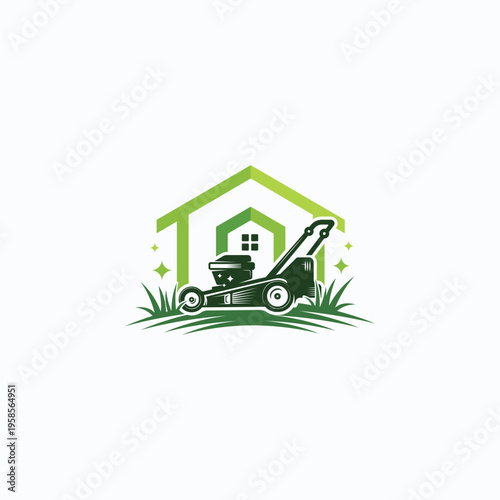 Land Mower Landscaping Home & Garden Logo