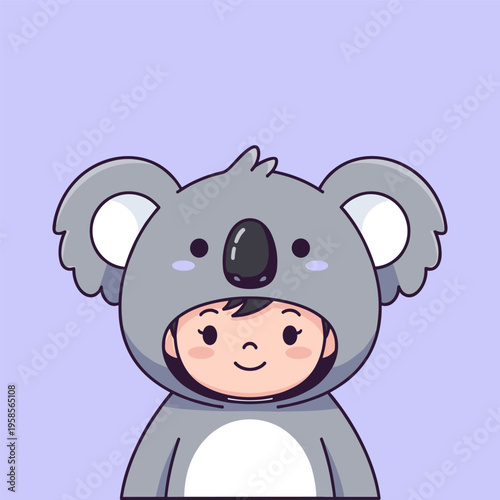 child wearing koala costume vector illustration