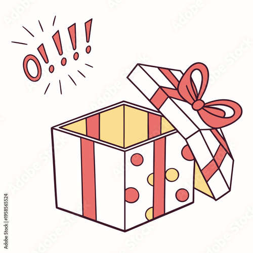 Empty gift box prank concept, April Fool’s Day minimal vector illustration