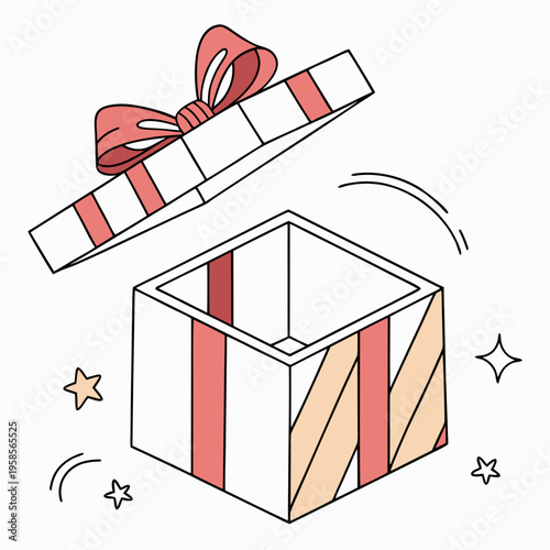 Empty gift box prank concept, April Fool’s Day minimal vector illustration
