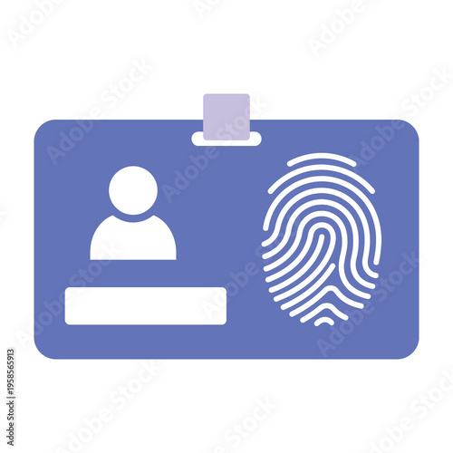 Identification card with fingerprint and user icon on blue background for secure access and authentication purposes