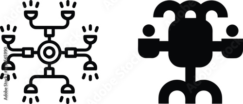 Modern chandelier and decorative ceiling lamp vector icons