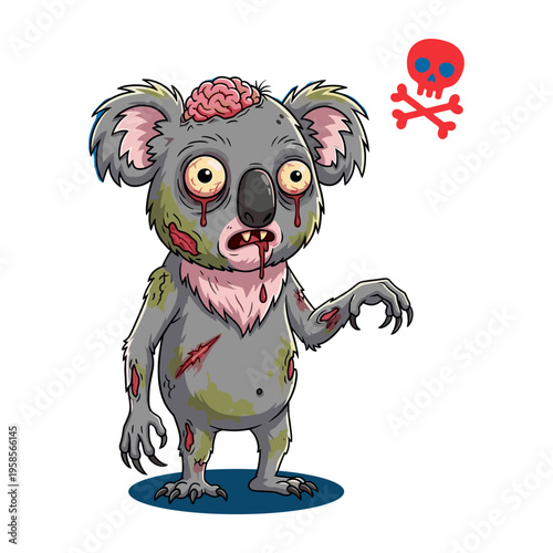 zombie koala vector illustration with skull symbol