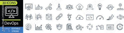 Comprehensive collection of devops icons for visual representation and design
