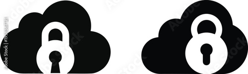 Cloud security and data protection with padlock vector icons