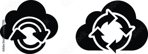 Cloud computing sync and data update cycle vector icons