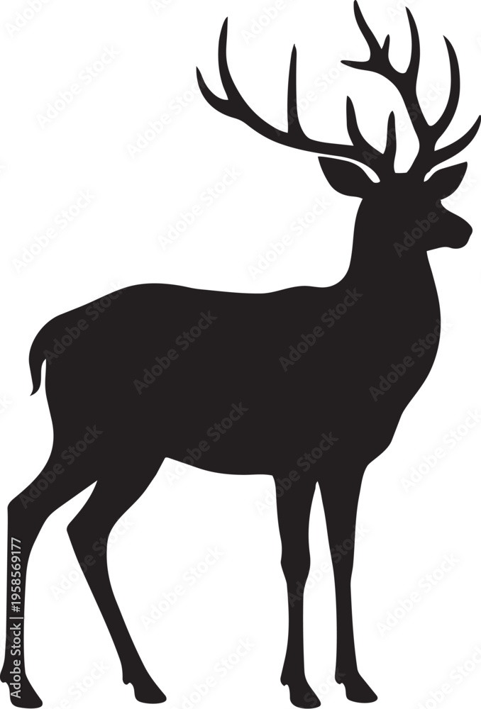 Fototapeta premium Deer silhouette collection in diverse poses