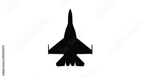 A stark black silhouette of a fighter jet in flight