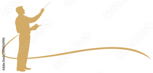 Vector silhouette illustration of a teacher teaching