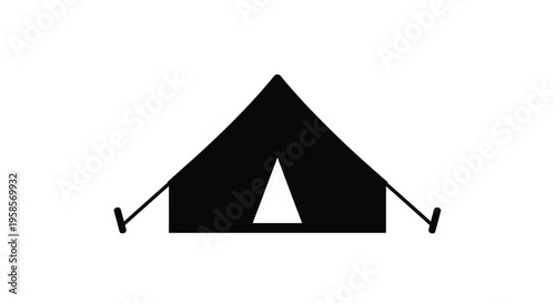 Simple black tent icon with a distinctive flat silhouette