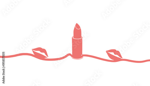 A lipstick icon illustration with a creative lip print design element