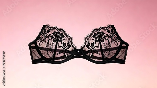 Black lace bra with floral design