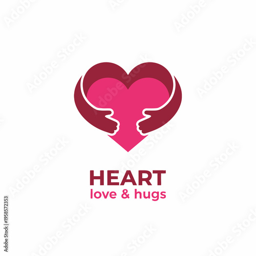 Heart Hug Logo with Hands Wrapping Love Symbol