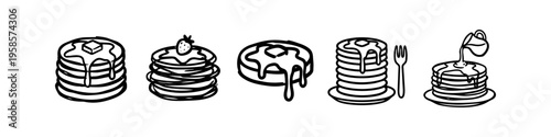 Pancake Stacks With Toppings. High quality stock illustration with clear subject focus, cohesive composition, and versatile commercial applicability across branding, editorial, and digital publishing.