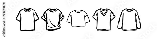 T-shirt, Collar and Sleeve Monochrome Icon Set. High quality stock illustration with clear subject focus, cohesive composition, and versatile commercial applicability across branding, editorial.