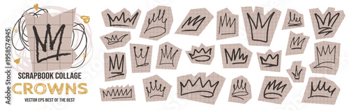 Scrapbook cut paper for eye lightning drawn and crown kid crayon.