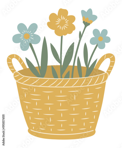 Spring flowers basket illustration