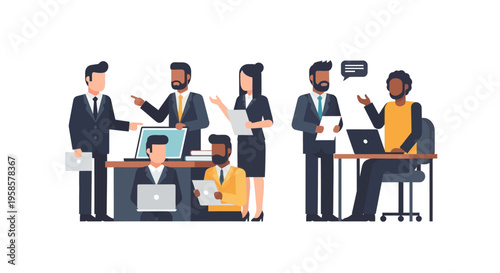 Business Professionals Discussing and Working Together.