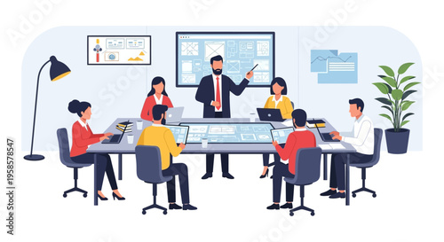 Business Meeting with Team and Leader.