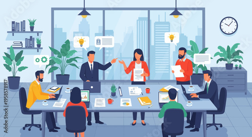 Business Team Meeting Discussion Office Environment.