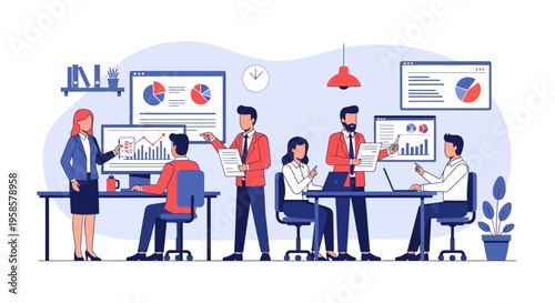 Business Team Working Together in Office.