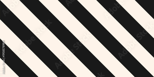 Simple black and white vector stripes texture. Seamless pattern with thick diagonal lines, 45 degrees inclination. Abstract minimalist striped background. Basic geo pattern. All-over repeated design