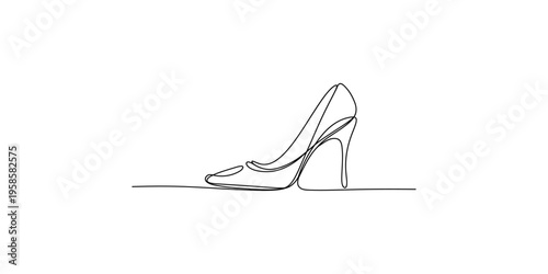 Continuous line drawing of a high-heeled shoe on white background one fashion footwear accessories style