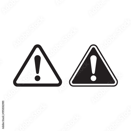 Two warning signs a black triangle with an exclamation point