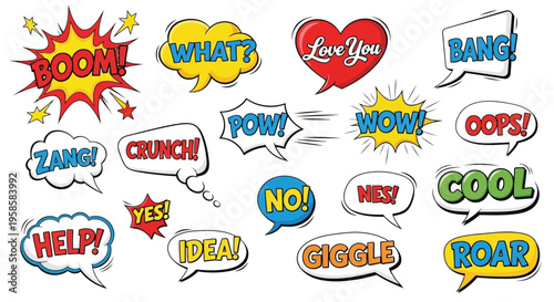 A collection of comic book speech bubbles