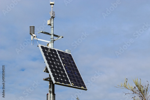 a solar-powered weather station, designed for remote environmental monitoring. Science and Technology