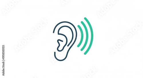 Human ear with sound waves hearing and listening concept audio signal icon communication symbol