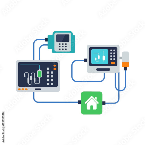 Medical Devices Connected Together in a Network.